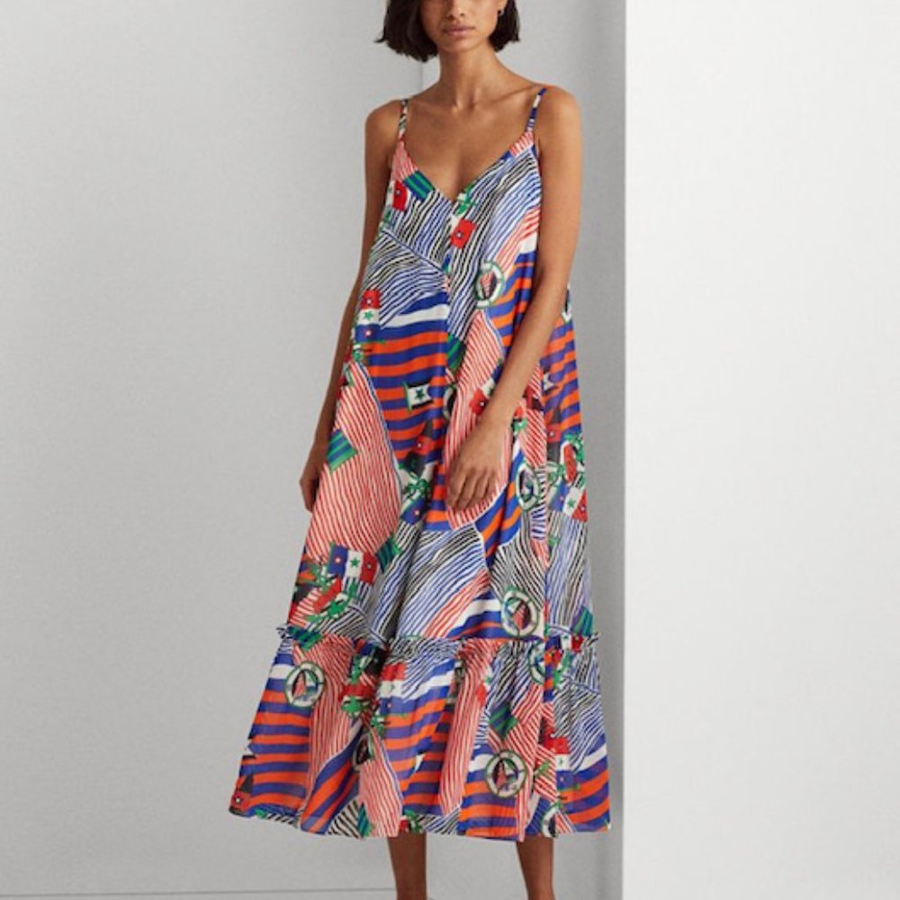 LAUREN RALPH LAUREN Print Georgette Midi Dress size 2